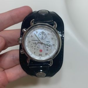 18 mm genuine leather black Michele band